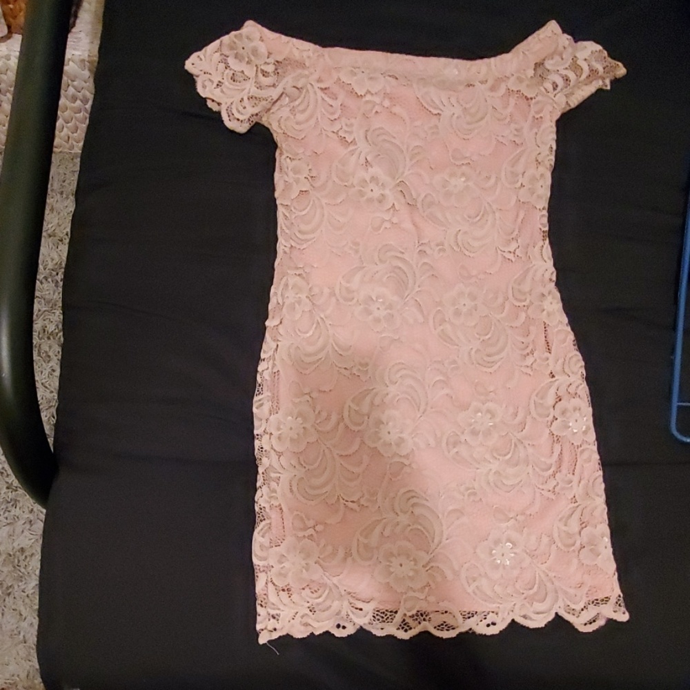 Off the shoulder blush dress